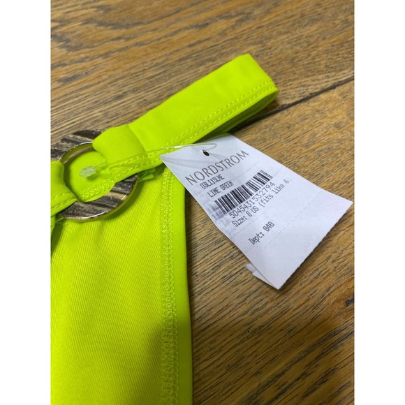 Topshop Triangle Top and Ring High Leg Bikini Set Neon Green Women's Size 8 US - Picture 9 of 12